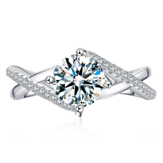 6.5mm Round Moissanite Diamond Infinity Engagement Ring-Black Diamonds New York