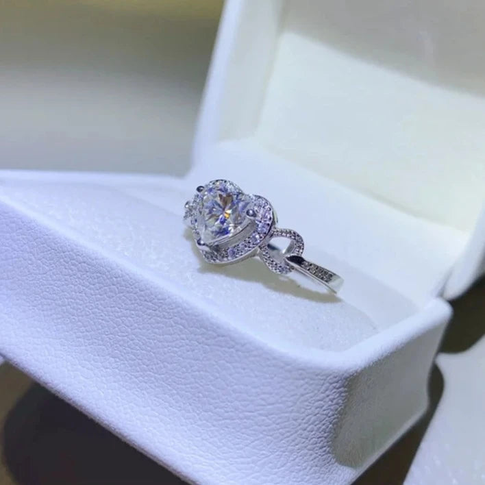 Elegant 1.0 Ct Heart Cut Moissanite Diamond Engagement Ring-Black Diamonds New York