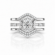 Full Moon- Radiant Celestial Moon Round Diamond Option Gothic Engagement Ring-Black Diamonds New York