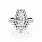 Faithfulness-1ct Black Pear Cut Diamond Option 14k White Gold Coffin Ring Set-Black Diamonds New York