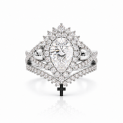 Loyalty Ring- 1ct Pear Cut Black Diamond Option Skull Ring Set-Black Diamonds New York
