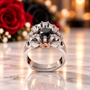 From This Day Forward Wedding Rings - Round Cut Diamond Option Skull Gothic Wedding Rings in 14k White Gold-Black Diamonds New York