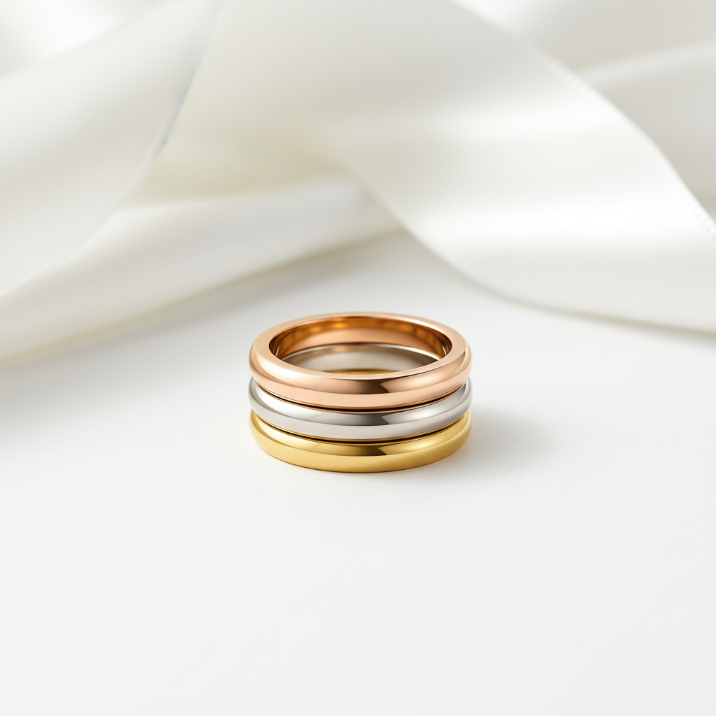 Simple 3 Layers Ring Band-Black Diamonds New York