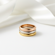 Simple 3 Layers Ring Band-Black Diamonds New York