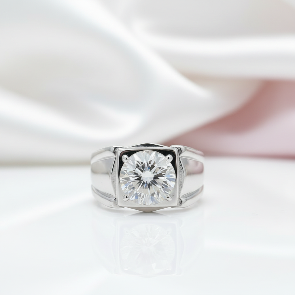 Simple Round Cut Diamond Option Men's Ring-Black Diamonds New York