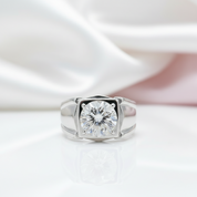 Simple Round Cut Diamond Men's Ring-Black Diamonds New York