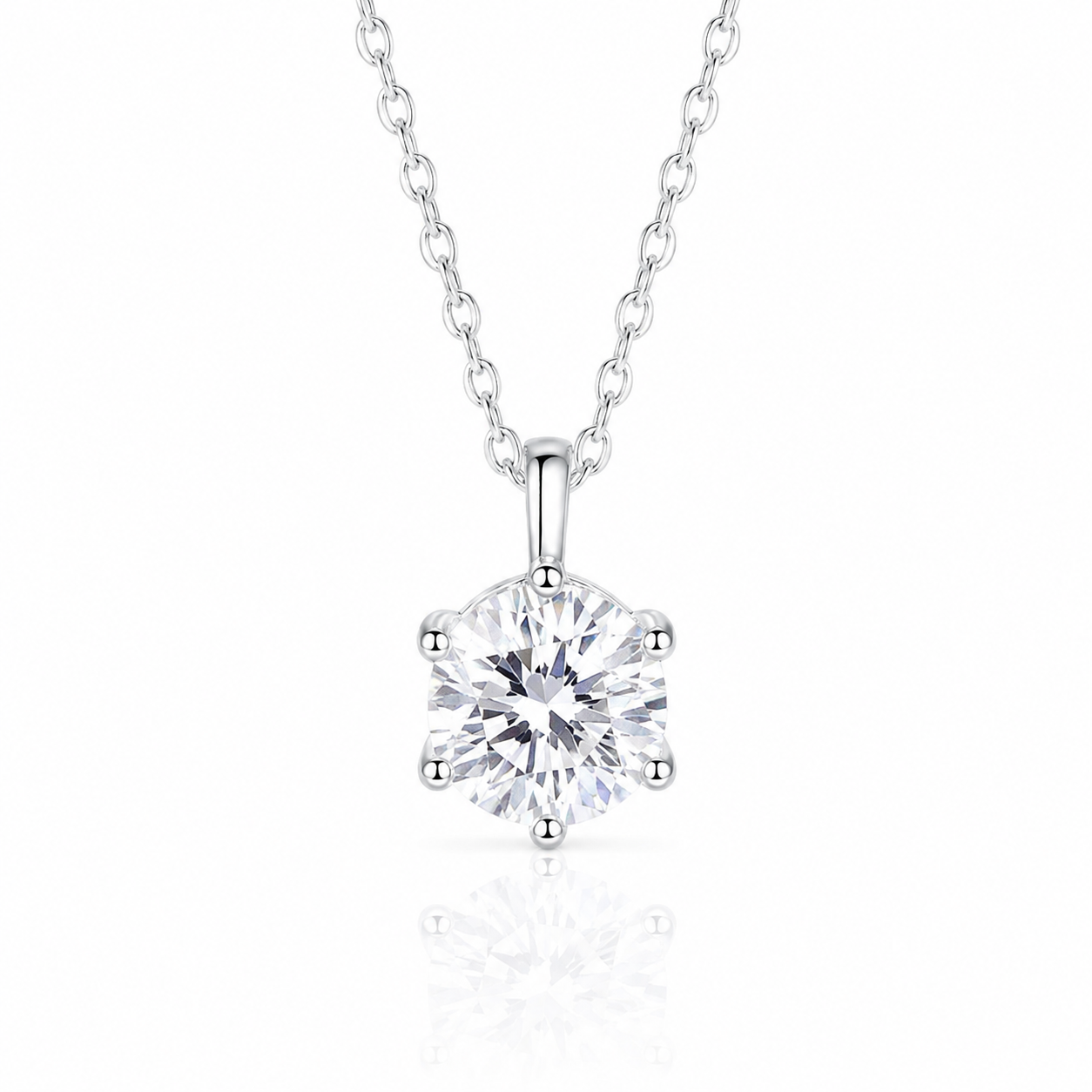 Simple Six-Claw 2.0 Ct Diamond Option Necklace-Black Diamonds New York