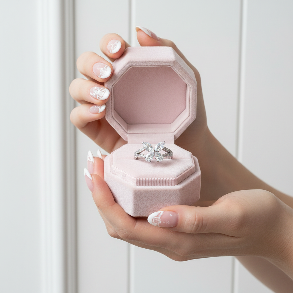 Butterfly Design Diamond Option Promise Ring-Black Diamonds New York