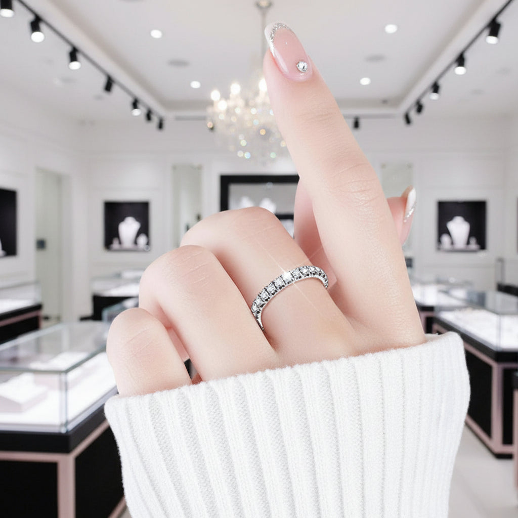 Single Round Cut Diamond Option Eternity Ring-Black Diamonds New York
