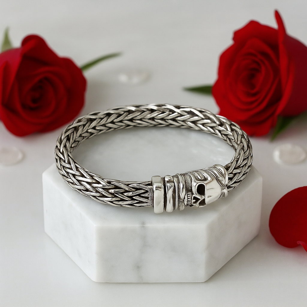 Skull Braided Punk Bracelet-Black Diamonds New York