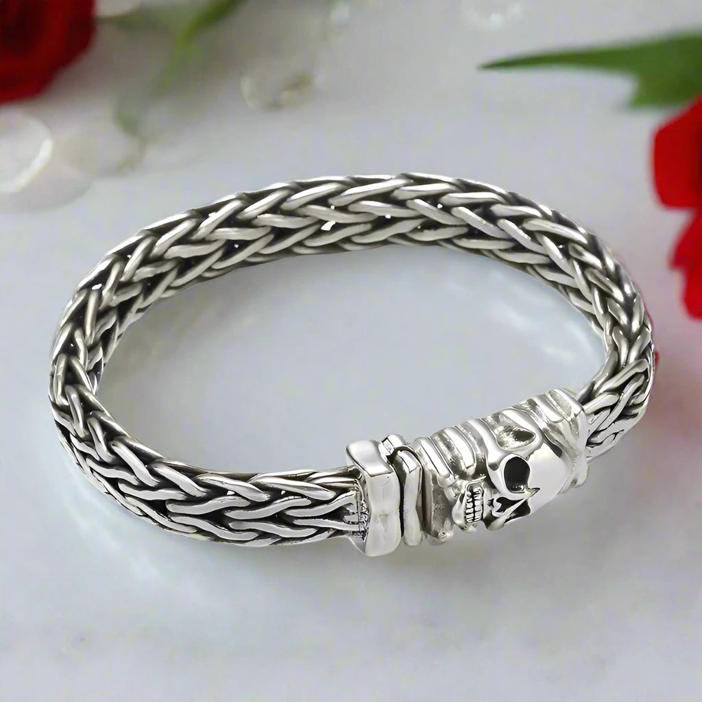 Skull Braided Punk Bracelet-Black Diamonds New York