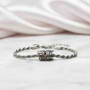 Skull Knight & Karma Wheel Wire Chain Bracelet-Black Diamonds New York