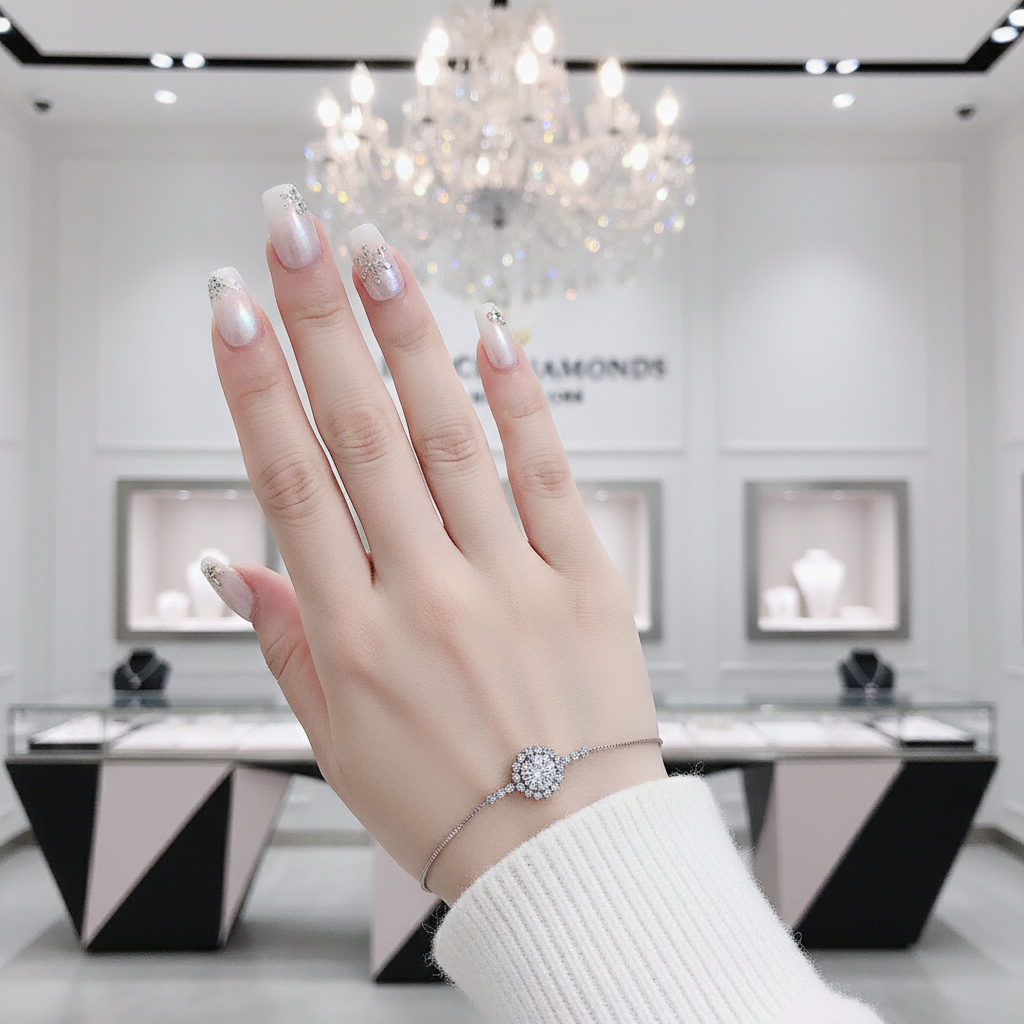 Snowflake Round Cut Diamond Bracelet-Black Diamonds New York