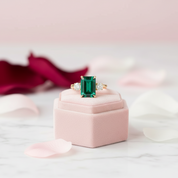 Solid 14K Yellow Gold Emerald Cut Engagement Ring with Diamond-Black Diamonds New York