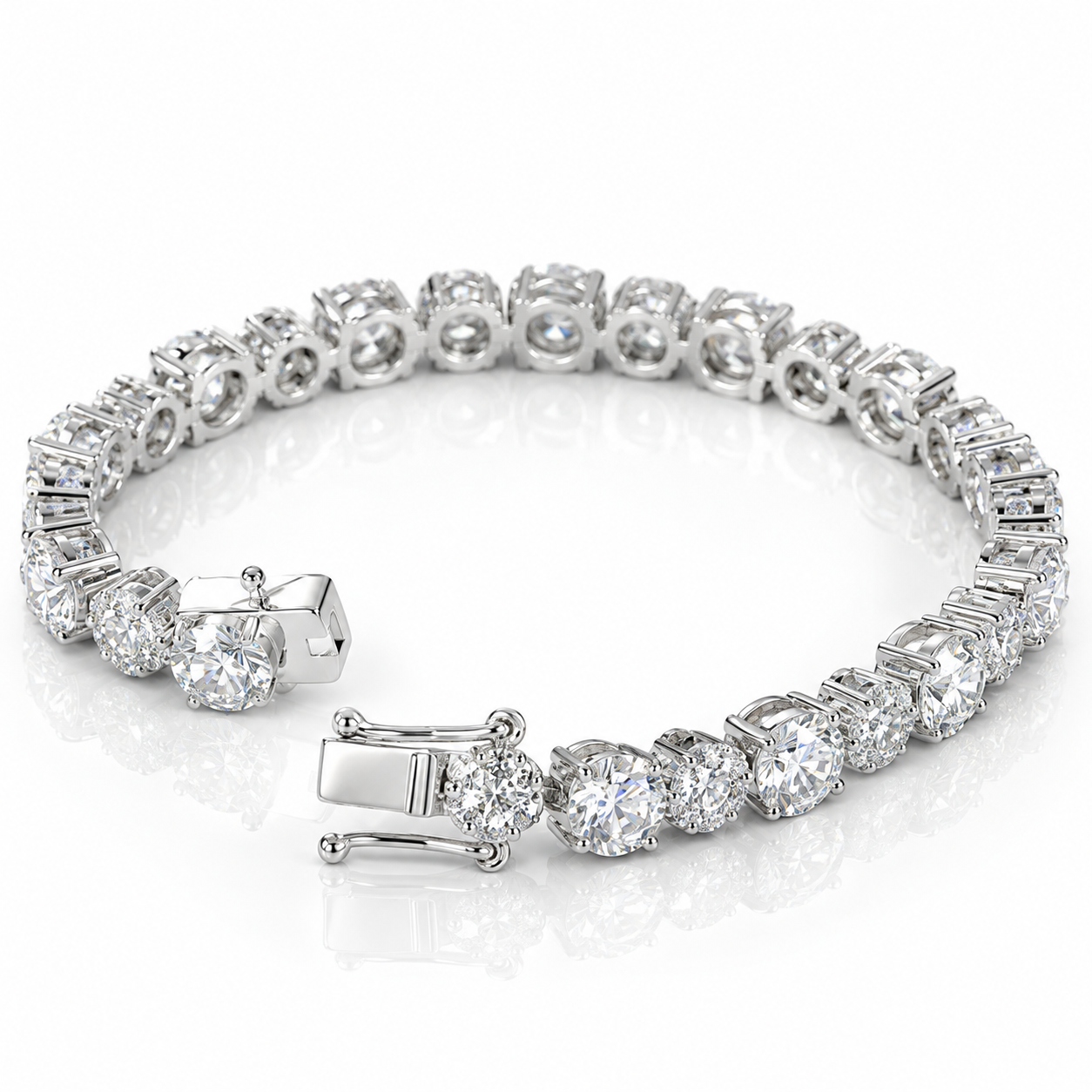 Solid 18k White Gold Diamond Option Tennis Bracelet-Black Diamonds New York