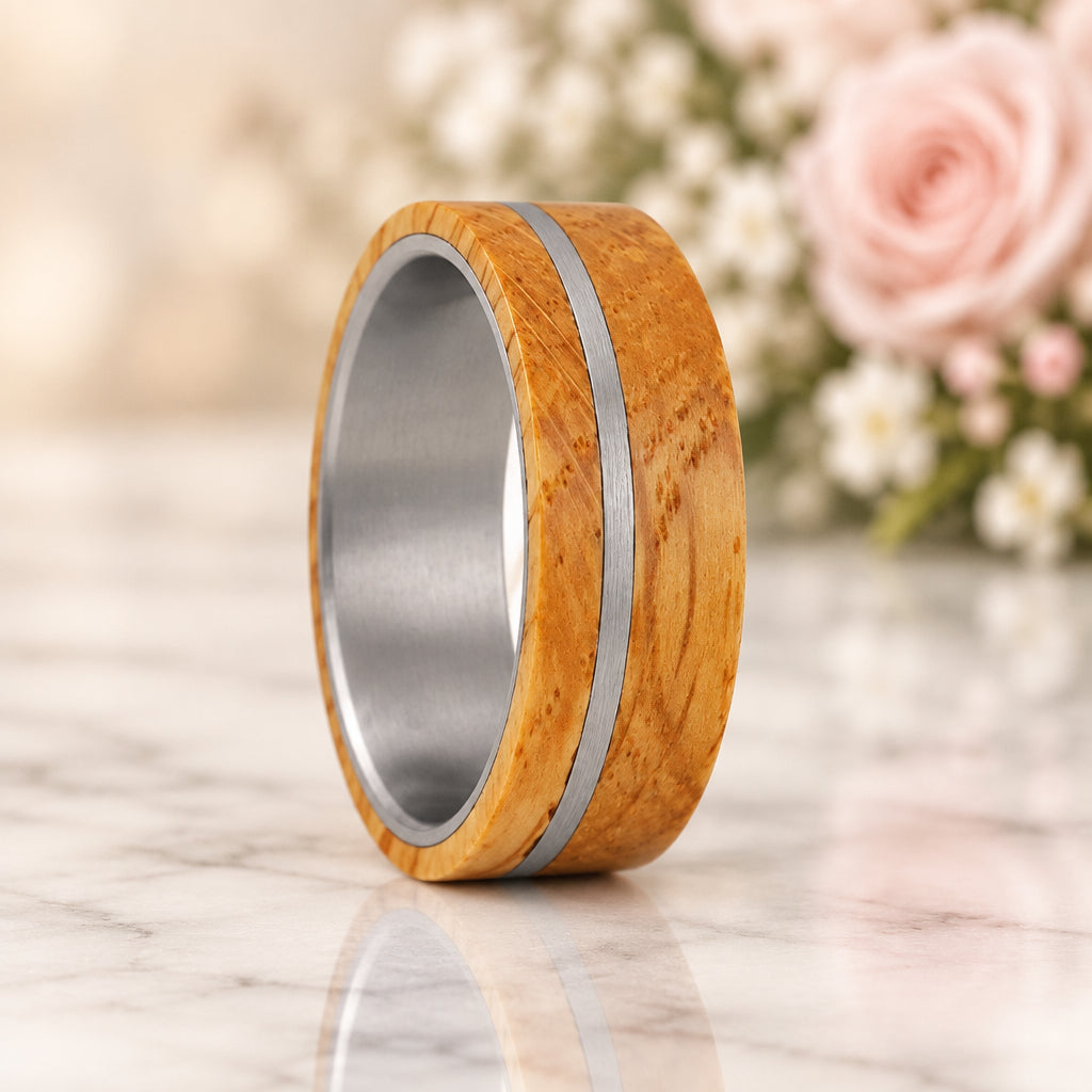 Solid Wood Titanium Steel Ring Men's Ring-Black Diamonds New York