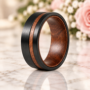 Solid Wood Titanium Steel Ring Men's Ring-Black Diamonds New York