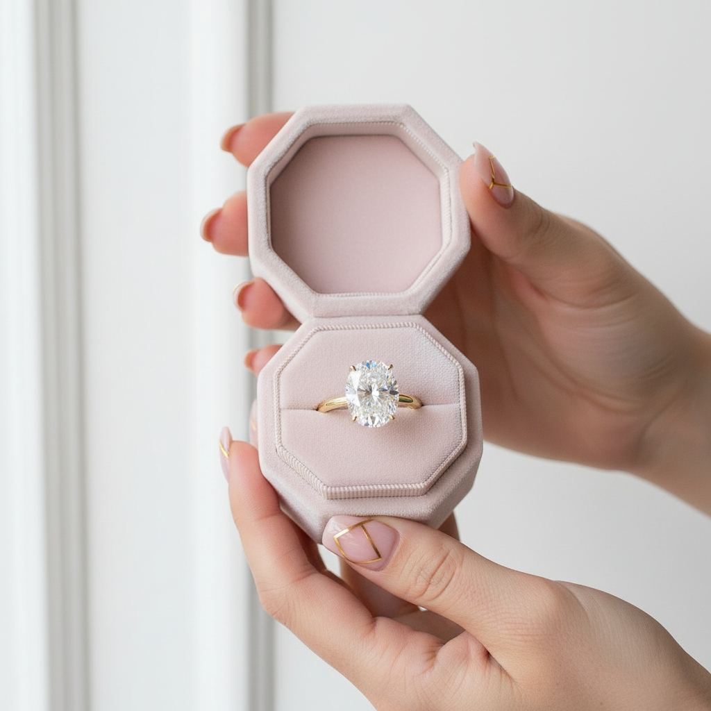 Solid Yellow Gold 3.0ct Oval Cut Diamond Engagement Ring-Black Diamonds New York