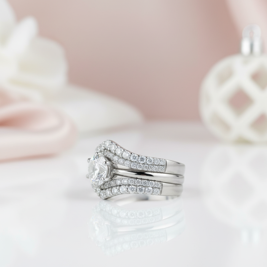 Solitaire Round Cut Diamond Option Engagement Ring Set-Black Diamonds New York