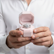 Solitaire Round Cut Diamond Engagement Ring Set