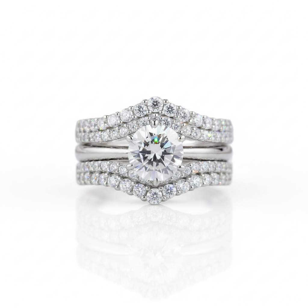Solitaire Round Cut Diamond Option Engagement Ring Set-Black Diamonds New York