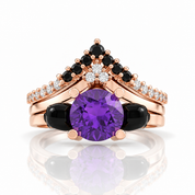 Soulmate- 1ct Violet Round Cut Diamond Option Gothic Ring-Black Diamonds New York