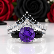 Soulmate- 1ct Violet Round Cut Diamond Option Gothic Ring-Black Diamonds New York