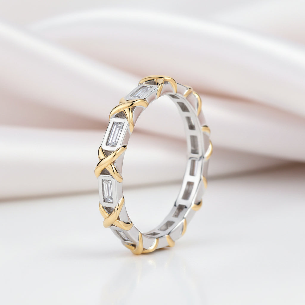 Sparkling Emerald-cut Diamond Option Two-Tone Engagement Ring-Black Diamonds New York