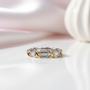 Sparkling Emerald-cut Diamond Option Two-Tone Engagement Ring-Black Diamonds New York
