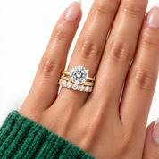 Yellow Gold Round Cut 3PC Wedding Ring Set-Black Diamonds New York