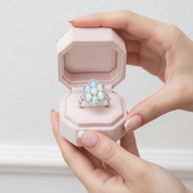 Sparkling Opal Gemstone Halo Ring-Black Diamonds New York
