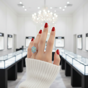 Sparkling Opal Gemstone Halo Ring-Black Diamonds New York