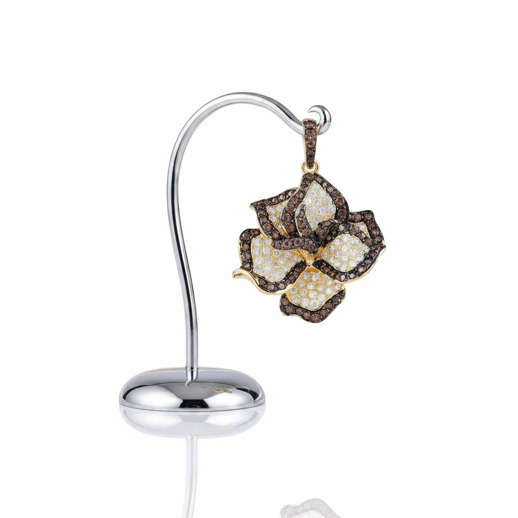 Spinel Orchid Flower Pendant-Black Diamonds New York
