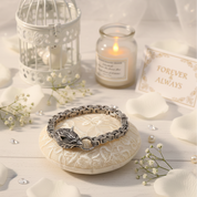 Stainless Steel Viking Wolf Head Men's Bracelet-Black Diamonds New York