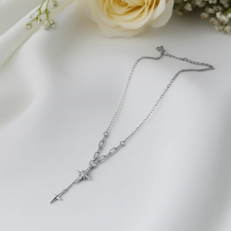 Star and Cross Necklace-Black Diamonds New York