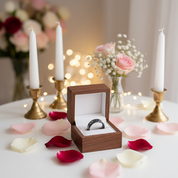 Starry Sky Abalone Shell Edge Hammered Black Tungsten Wedding Band-Black Diamonds New York