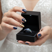 Starry Sky Abalone Shell Edge Hammered Black Tungsten Wedding Band-Black Diamonds New York