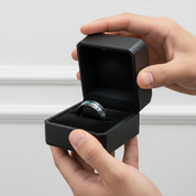 Starry Sky Abalone Shell Edge Hammered Black Tungsten Wedding Band-Black Diamonds New York