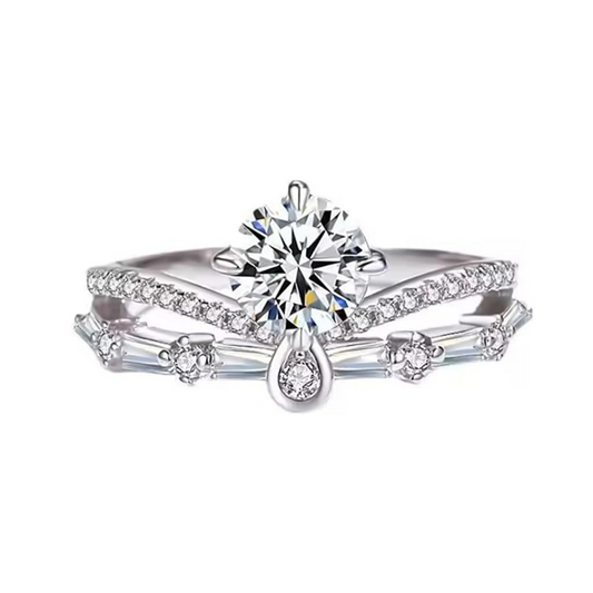1.0 Ct Diamond Princess Crown Engagement Ring-Black Diamonds New York
