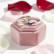 Sun, Moon and Stars Couple Ring Set-Black Diamonds New York