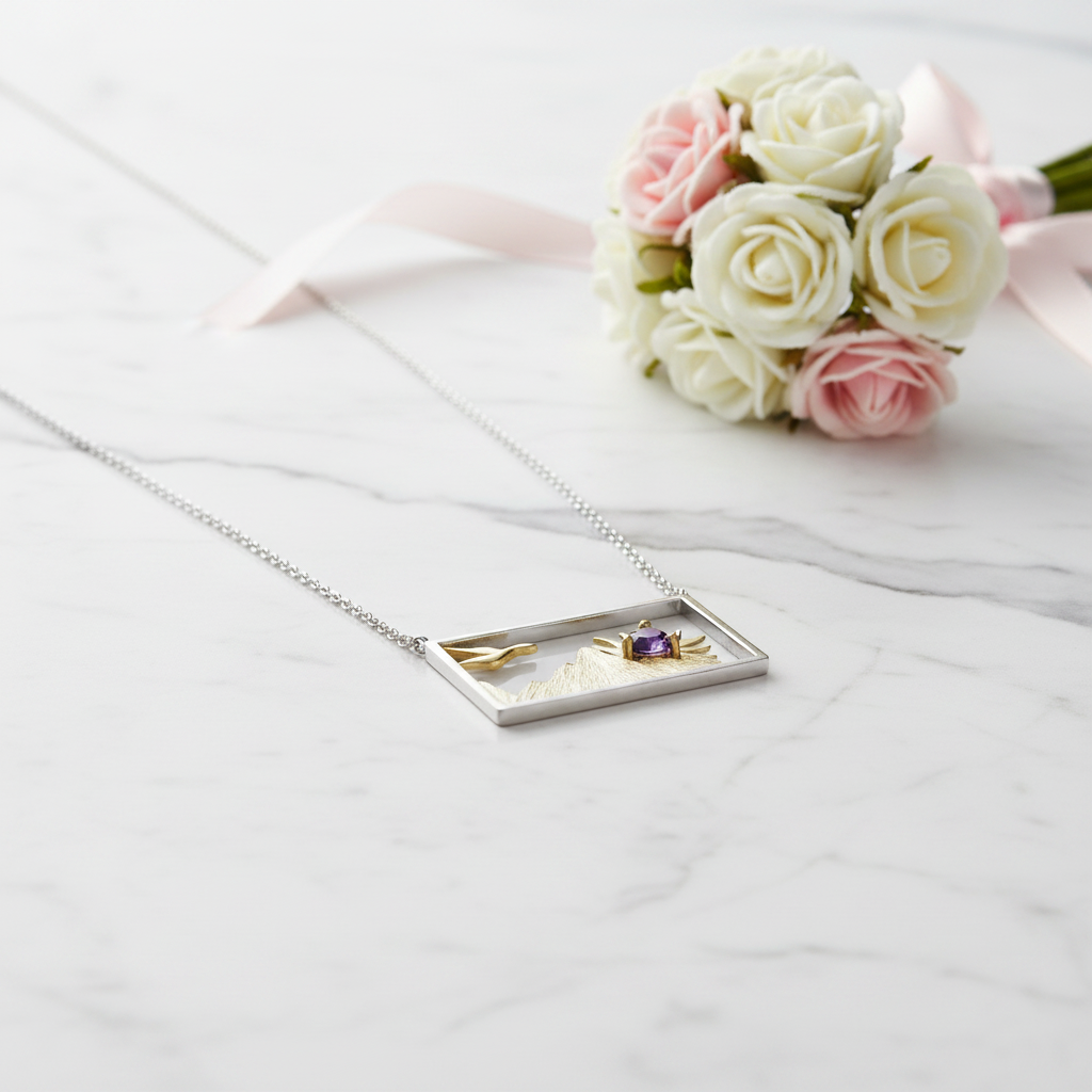 Sunrise Bird Creative Statement Necklace-Black Diamonds New York