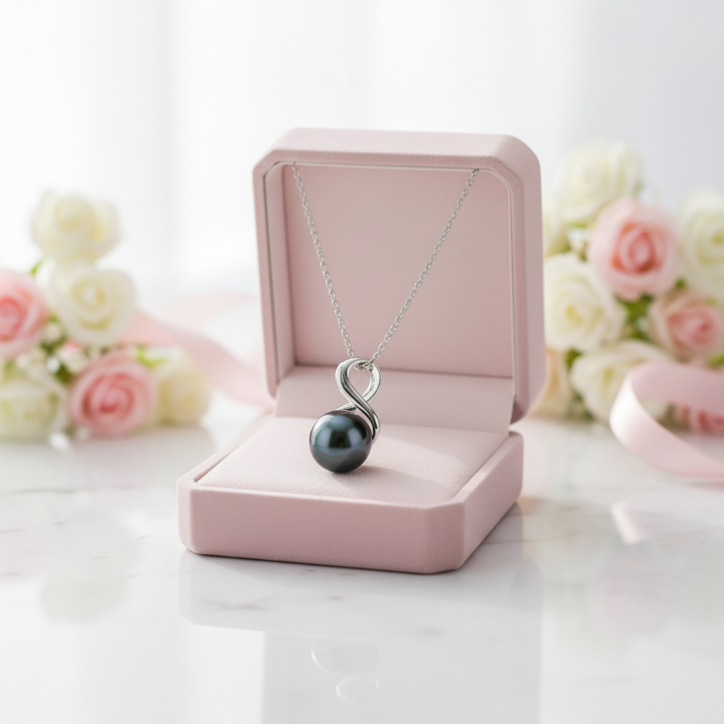 Tahitian Black Pearl Pendant Necklace-Black Diamonds New York