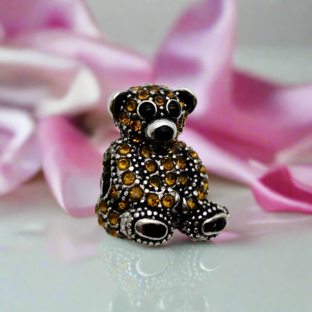Teddy Bear with Brown Diamond Charm Pendant-Black Diamonds New York