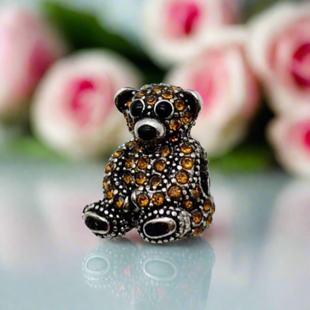 Teddy Bear with Brown Diamond Charm Pendant-Black Diamonds New York