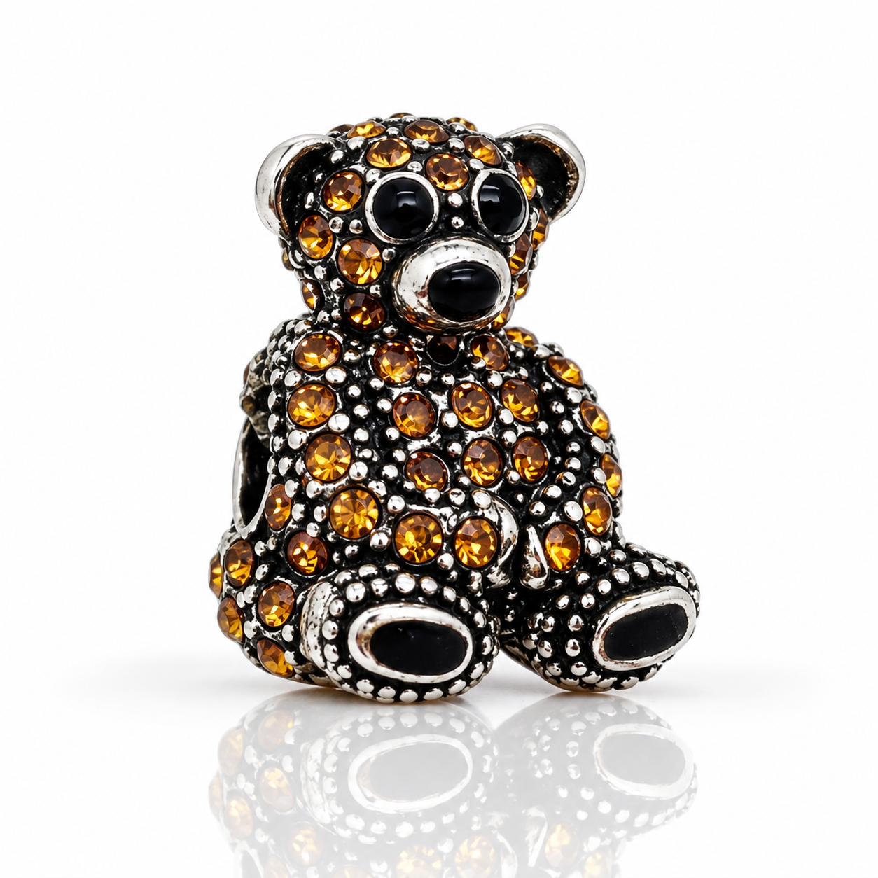 Teddy Bear with Brown Diamond Option Charm Pendant-Black Diamonds New York