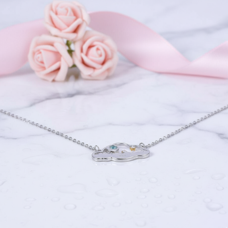 The Moon Is Born At Sea Enamel Necklace-Black Diamonds New York