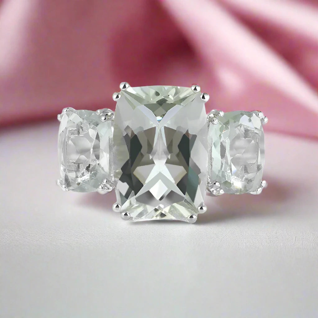 Three-stone Cushion Cut Diamond Ring-Black Diamonds New York