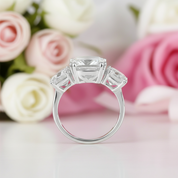 Three-stone Cushion Cut Green Amethyst Engagement Ring-Black Diamonds New York