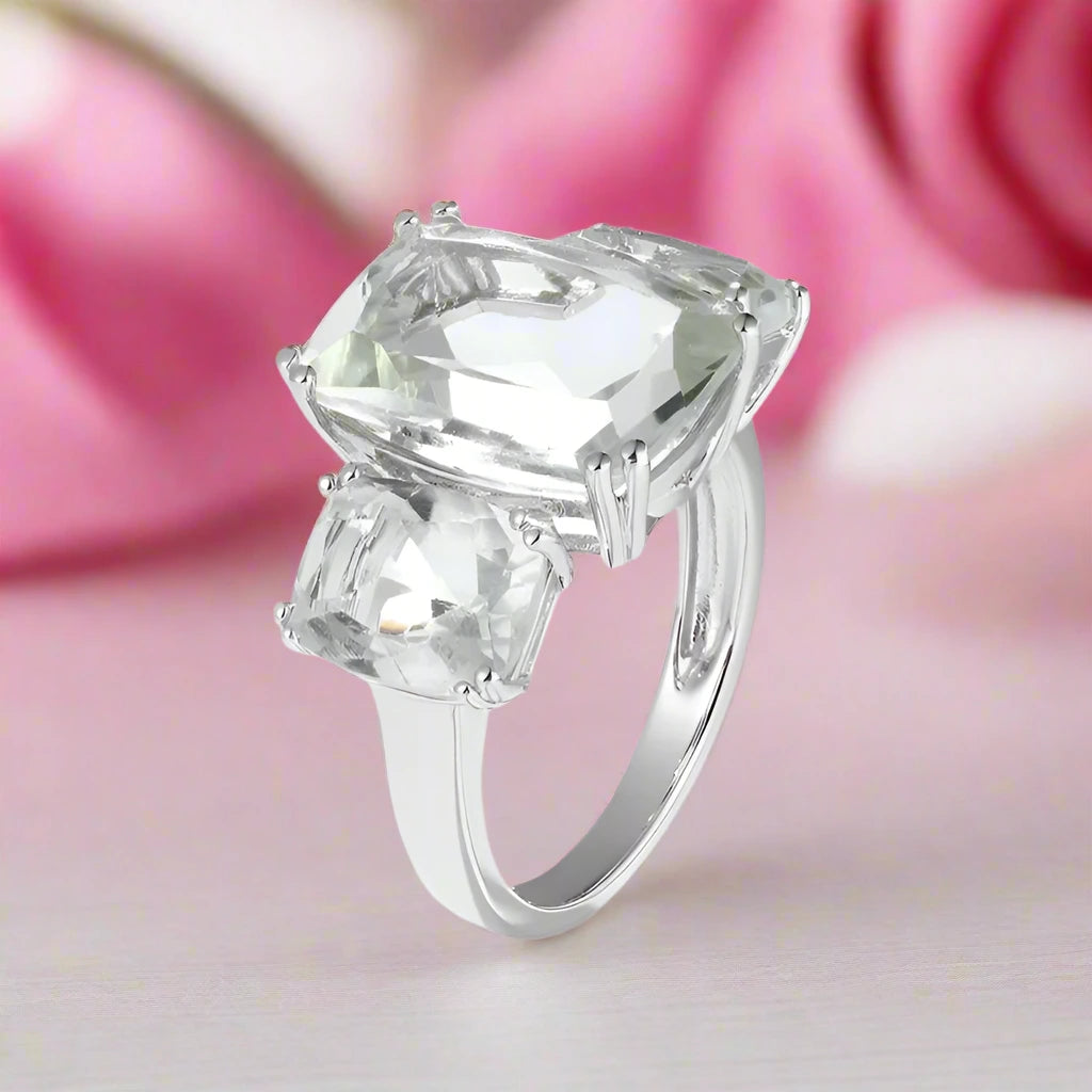 Three-stone Cushion Cut Diamond Ring-Black Diamonds New York