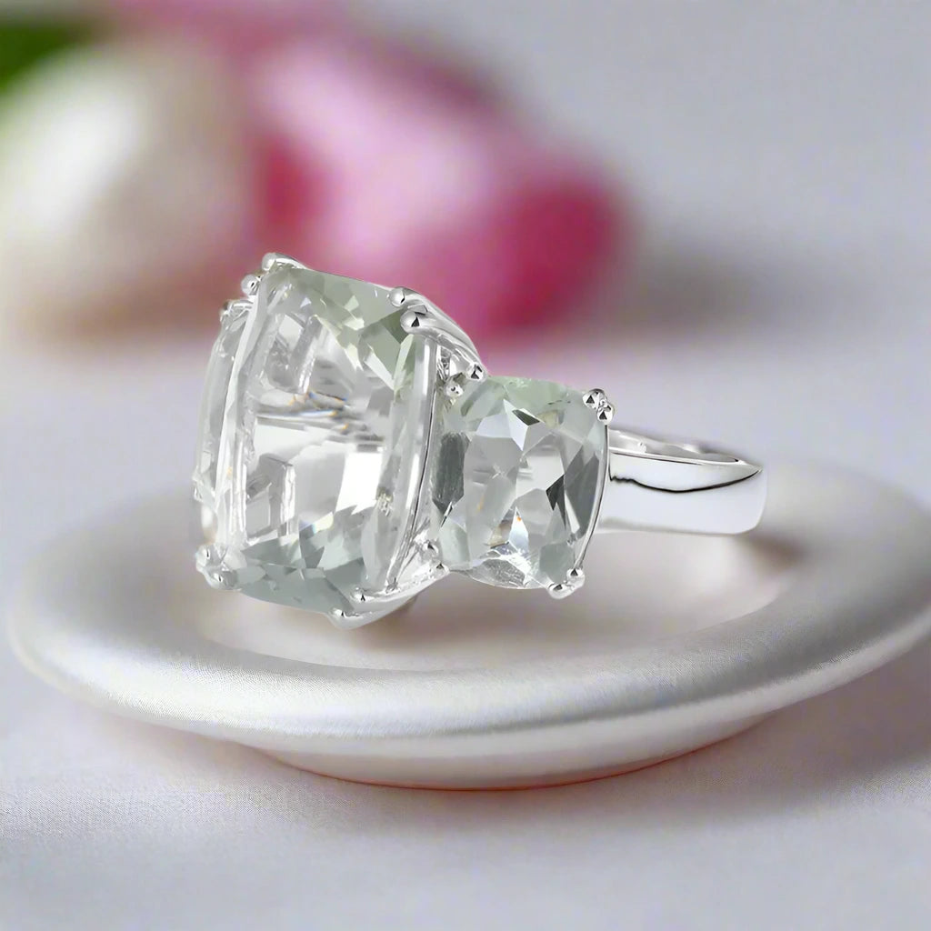 Three-stone Cushion Cut Diamond Ring-Black Diamonds New York